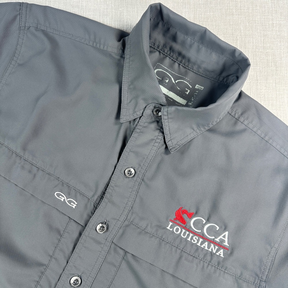 Gameguard Fishing Shirt Mens M Gray CCA Louisiana Vented Short Sleeve Outdoor